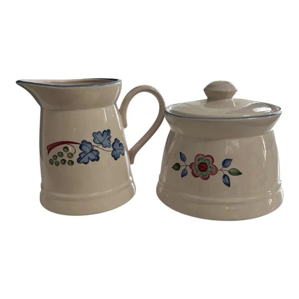 Vintage 1980s International Tableworks England Sugar Bowl with Lid & Creamer